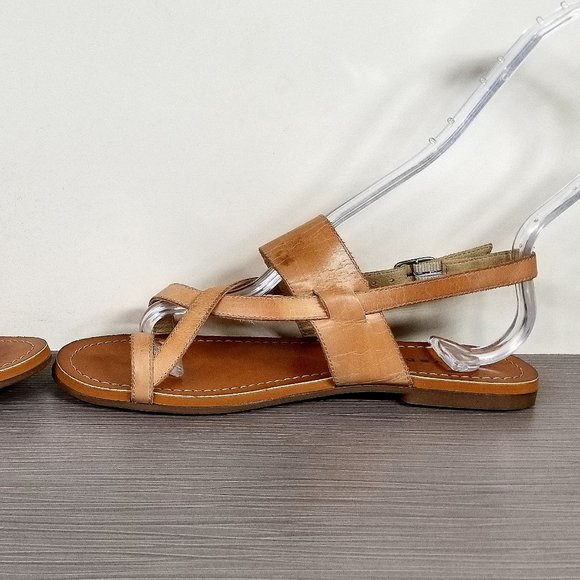 Lucky Brand Ellsona Flat Sandal, Tan Leather, Womens Size 6.5 M / 36.5 - Picture 8 of 14